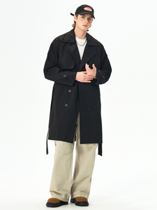 Cappotto Lungo Invernale da <span class=keywords><strong>Uomo</strong></span> Stile Inglese Vintage Decorato Sottile e Traspirante Antirughe Nuovo Modello Autunnale <span class=keywords><strong>Doppiopetto</strong></span> - Product Image 3