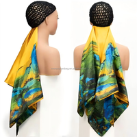 Foulard de Nuit en Satin 2-en-1 avec Filet Intégré pour Soin des Cheveux, Bonnet de Nuit Personnalisé avec Logo AAB1