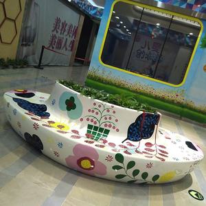 Moderno colorido jardín Seater fibra de vidrio decoración al aire libre resina <span class=keywords><strong>dibujo</strong></span> bancos - Product Image 6