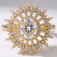 Bague OUGEPHELI VVS1 GRA en Moissanite Ovale, Testée au Diamant, en Argent S925, Motif Étoile et Tournesol, Collection Cluster