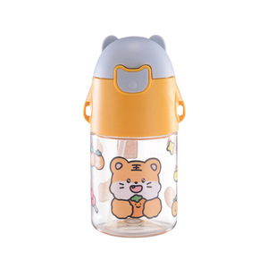 ขวดน้ำเด็กแบบหลอดดูด พลาสติก มีสายสะพาย ฝาเปิดแบบพลิก ลายการ์ตูน ปลอดสาร BPA สำหรับใช้ในโรงเรียน - Product Image 5