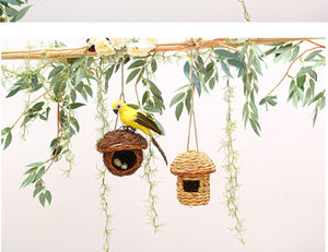 Oggetto decorativo realizzato con piante di corda di canapa in legno nido di uccelli intrecciati a mano in stile minimalista - Product Image 6