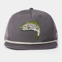 Gorra Umpqua 256 de Visera Plana con Cierre Ajustable, Bordado Personalizado de Camarón y Tiburón, Gorra de Hombre de Corona Media con Cuerda, Tela de Nylon, Gorra Sin Estructura