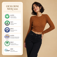 Crop top personnalisé pour femme, pull style Y2K, pull en tricot à col rond pour femme, cardigan à tresses