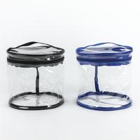 Pochette de maquillage transparente en PVC avec logo personnalisé en gros, pochette à cosmétiques en vinyle transparent à la mode, fermeture à glissière, voyage de dessin animé pour la toilette