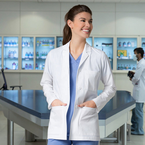 高品質な女性医師向け織物医療用白衣、柔らかく通気性のあるプリントスクラブ、カスタムロゴ入り、<span class=keywords><strong>XL</strong></span>サイズ、OEMモデル - Product Image 4