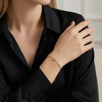 Pulsera de Acero Inoxidable Impermeable con Circonita Rosa |   Cadena Delicada Chapada en Oro de 18K, Resistente al Deslustre, Venta al Por Mayor