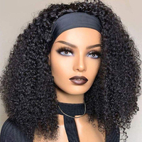 Perruques bandeau en cheveux indiens bruts bouclés afro, sans dentelle, entièrement fabriquées à la machine, en cheveux humains Remy, vente en gros
