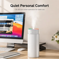 Humidificateur ultrasonique 500 ml, mini humidificateur portable pour voiture, batterie USB 1800 mAh, lumière LED colorée, diffuseur d'air pour la maison et le bureau