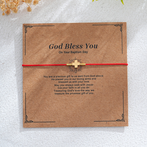 Pulsera de Cruz <span class=keywords><strong>para</strong></span> <span class=keywords><strong>Bautizo</strong></span> Go2boho, Cruz de Metal Dorado con Cordón Colorido, Regalo de Joyería Religiosa <span class=keywords><strong>para</strong></span> <span class=keywords><strong>Bautizo</strong></span> de Bebé - Product Image 3