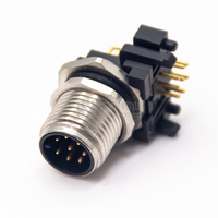 Conectores de Sensor M12, Conectores de Panel Angulados para PCB, Macho y Hembra, 2 3 4 5 6 8 12 17 Pines