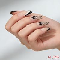 Ongles press-on rose et blanc effet ombré, courts, forme cercueil, réutilisables, 24 pièces
