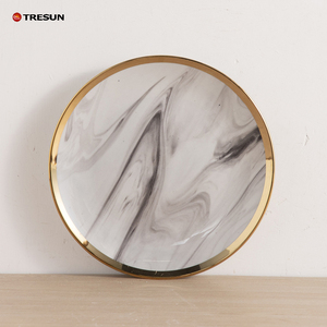 Electroplated Gold Porcelain Ceramic <b>Dinnerware</b> <b>Set</b> Classic Plates Party Modern Dishe Plate Dish Plate for Party Plates for Home - Product Image 4