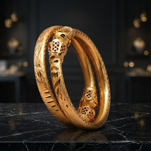 เครื่องประดับแฟชั่นกำไลข้อมือชุบทองแบบดั้งเดิมและลายดอกไม้ย้อมสีทอง - Product Image 6