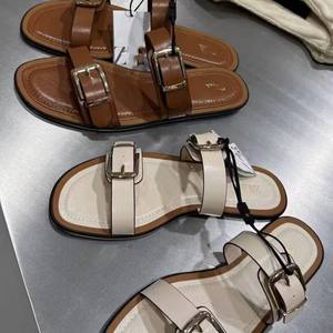 Nuevas <span class=keywords><strong>Sandalias</strong></span> <span class=keywords><strong>Planas</strong></span> Originales ZAR Modelo 2025, Talla Grande, <span class=keywords><strong>con</strong></span> Forro de Cuero, Diseño Transpirable, Hebillas Metálicas - Populares en Europa y América - Product Image 1