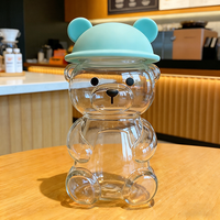 Gobelet en verre borosilicate Ours en peluche de Noël, anti-fuite, avec couvercle vert et paille, compatible micro-ondes et lave-vaisselle, design moderne
