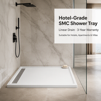 Base de douche rectangulaire SMC, bac de douche plat antidérapant, surface antidérapante, fabrication OEM, drain linéaire carré pour hôtel