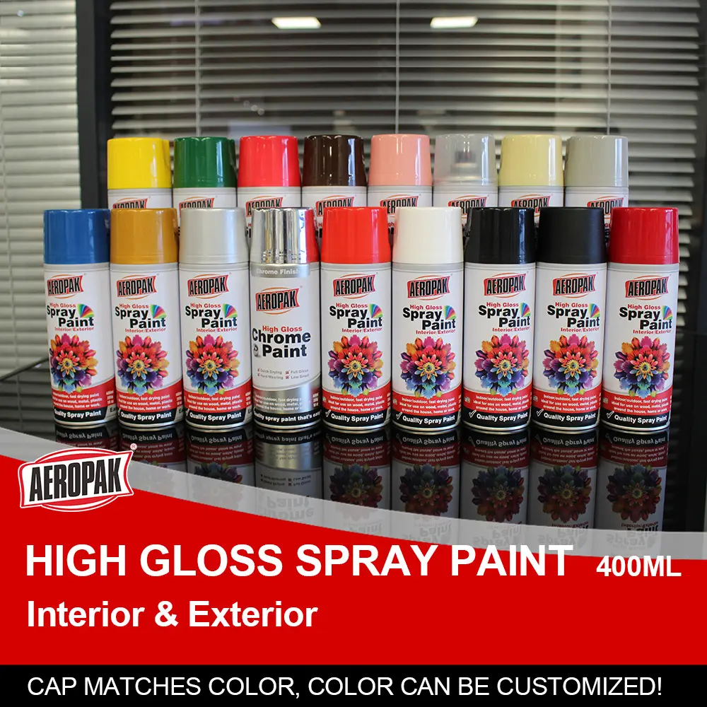 AEROPAK 400ML Oem Wholesaler Graffiti Drying Fast High Gloss Multi-purpose Color Acrylic Aerosol Spray Paint
