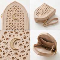 Porte-monnaie islamique 3D en silicone, motif Mihrab, sac cabas octogonal, motif palmier découpé, motif treillis, fermeture éclair, porte-clés, breloque de sac, mini portefeuille, Ramadan