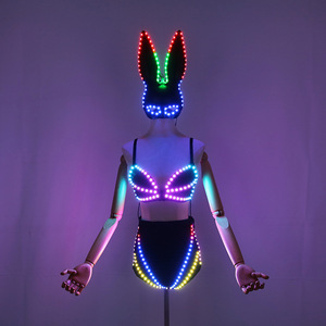 Conjunto de Bikini con Luces LED de Conejita, Disfraz Luminoso para Bailarina Gogo, Actuación en Discoteca - Product Image 4