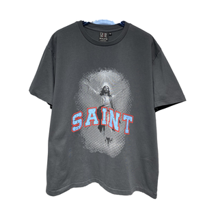 T-shirt surdimensionné pour homme Saint Men's, manches courtes, imprimé graphique, style streetwear, col rond, jersey en coton noir - Product Image 1