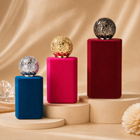 Flacon de parfum en verre floqué carré de luxe personnalisé OEM, 30 ml, 50 ml, 100 ml, flacon de parfum floqué avec boîte