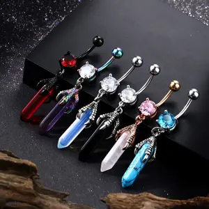 Toposh Dragon Claw 316l Surgical Stainless Steel Trending Sex Crystal Navel Banana Stylish Belly Button Ring Piercing