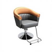 Fauteuil de Barbier Hydraulique Robuste avec Revêtement en Cuir PU, Base Ronde Chromée, Design Moderne, Garantie de 8 Ans pour Salon et Atelier
