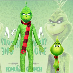 Disfraz de Grinch para niños, mono de poliéster de cuerpo completo para cosplay y actuaciones - Product Image 1