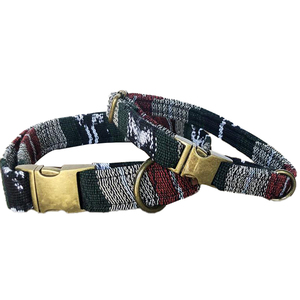 Plaid Cotton Dog <b>Collar</b> with Brass Buckle Adjustable Classic Style for Dogs All Seasons - Product Image 2
