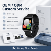 Reloj Inteligente TFT Cuadrado F34 con Logotipo Personalizado, Llamadas, Resistente al Agua IP67, Frecuencia Cardíaca, Oxígeno en Sangre, Reloj Deportivo
