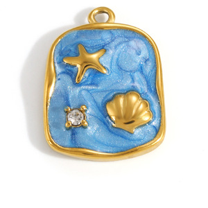 Colgantes Temáticos de Acero Inoxidable con Diseño Oceánico: Corazón, Estrella de Mar, Ancla, Ojo Turco. Accesorios de Joyería DIY, Regalo Unisex. - Product Image 3