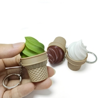 Porte-clés en plastique imprimé en 3D en forme de crème glacée, anti-stress, avec capuchon de clavier mécanique à pression pour le doigt, pendentif de décompression