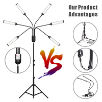 Lampu Lantai LED Dual Head untuk Tanaman Indoor, Tripod Stand, Pengontrol Ganda, Timer 3/6/9/12/15/18 Jam, Dapat Diatur