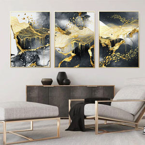 Peinture sur toile abstraite dorée grise, affiche moderne de luxe, impression de simplicité, art mural contemporain, image pour <span class=keywords><strong>la</strong></span> <span class=keywords><strong>d</strong></span>écoration de <span class=keywords><strong>la</strong></span> maison - Product Image 2