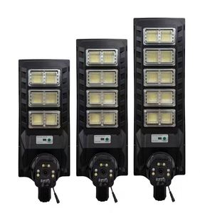 ไฟถนนโซลาร์เซลล์ออลอินวันพร้อมกล้อง LED ภายนอกอาคาร สีดำ วัสดุ ABS พร้อมเซ็นเซอร์ตรวจจับความเคลื่อนไหว IP65 สำหรับให้แสงสว่างบนถนน - Product Image 1