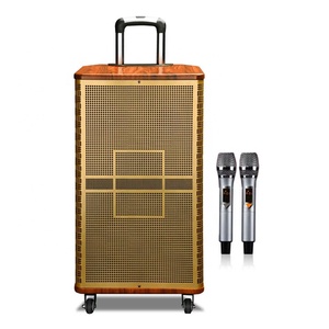 Amplificador de gran potencia de 120W, 12 pulgadas con batería de 12V/12Ah, recargable, TWS, altavoz profesional con carrito de madera para exteriores - Product Image 3