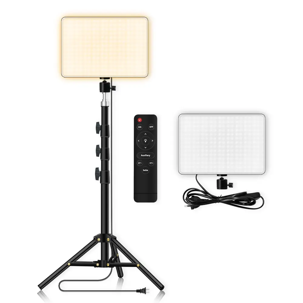 Dimmable 10inch LED Video Light Panel EU Plug 2700k-5700k Photography Lamp With Tripod For Youtube Makeup Video Fill Light