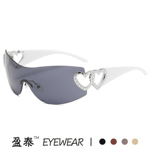 Y2K Heart <b>Frameless</b> Sunglasses UV400 Women's Fashion Sunshades Class 2 Plastic Metal <b>Frame</b> PC Lens - Product Image 4