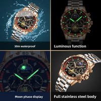 Montre Homme Multifonction Sportive à Quatre Cadrans et Six Aiguilles - Authentique, Qualité Professionnelle, Lumineuse, Bracelet en Acier Inoxydable, Idéale pour le Quotidien