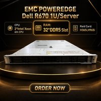 Сервер Dell EMC PowerEdge R670 для установки в стойку с 8 отсеками для дисков 2,5 дюйма/процессор Intel Xeon 6448Y/256 ГБ оперативной памяти DDR5/ H365i/блок питания 1100 Вт