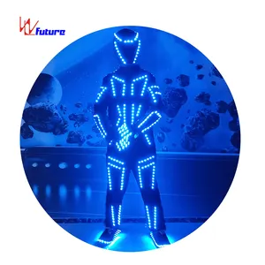 भविष्य tron नृत्य सूट एलईडी और फाइबर ऑप्टिक पोशाक मंच प्रदर्शन कॉस्टयूम प्रकाश का नेतृत्व किया
