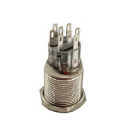 IP67 Indikator 8pin 19Mm Bercahaya 24V 2NO 2NC Sesaat dan Saklar Tombol Tekan Logam Tipe Menempel