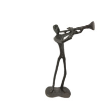 Vintage Cast Iron Abstract Trumpet Figure Sculpture Brass Instrument Collection Gift Home Office Desk Decoration Ornament