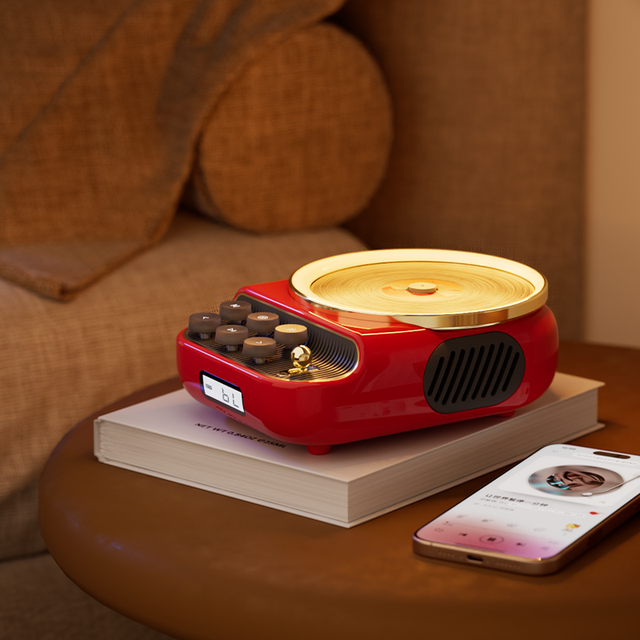 KUANGXIANG Vintage CD Player Speaker Hot Selling Stereo Fidelity HD Display with Warm Night Light & FM Radio & TF Card Support