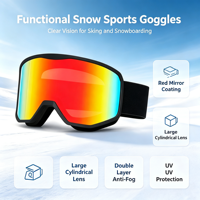 Masque de ski rouge à grande lentille cylindrique, anti-buée, UV400, pour snowboard, compatible avec lunettes de vue, personnalisable OEM