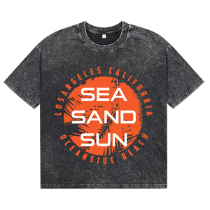 Camisetas de Manga Corta para Hombre, Estilo Oversize, Lavado Ácido Negro, Algodón de Alta Calidad, Estampado de Letras, Estilo Casual de Verano, Corte Holgado - Product Image 1