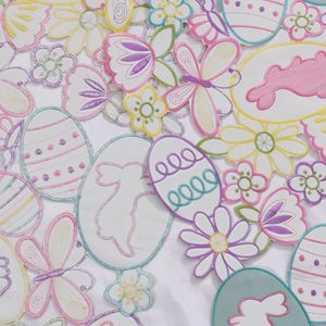ผ้าปูโต๊ะตกแต่งเทศกาลอีสเตอร์ DAMAI พร้อมลายปักกระต่าย ไข่หลากสี และผีเสื้อ ของตกแต่งโต๊ะสำหรับวันหยุดฤดูใบไม้ผลิ - Product Image 4