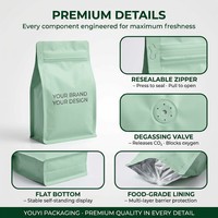 Sachet en plastique alimentaire écologique à fond plat avec logo personnalisé, thermoscellable, faible MOQ, 340g 500g 1lb, pour poudre protéinée