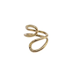 yunnique European Fashion <b>Titanium</b> Steel Open Teardrop <b>Ring</b> Gold Plated Minimalist Unisex Jewelry Gift - Product Image 5